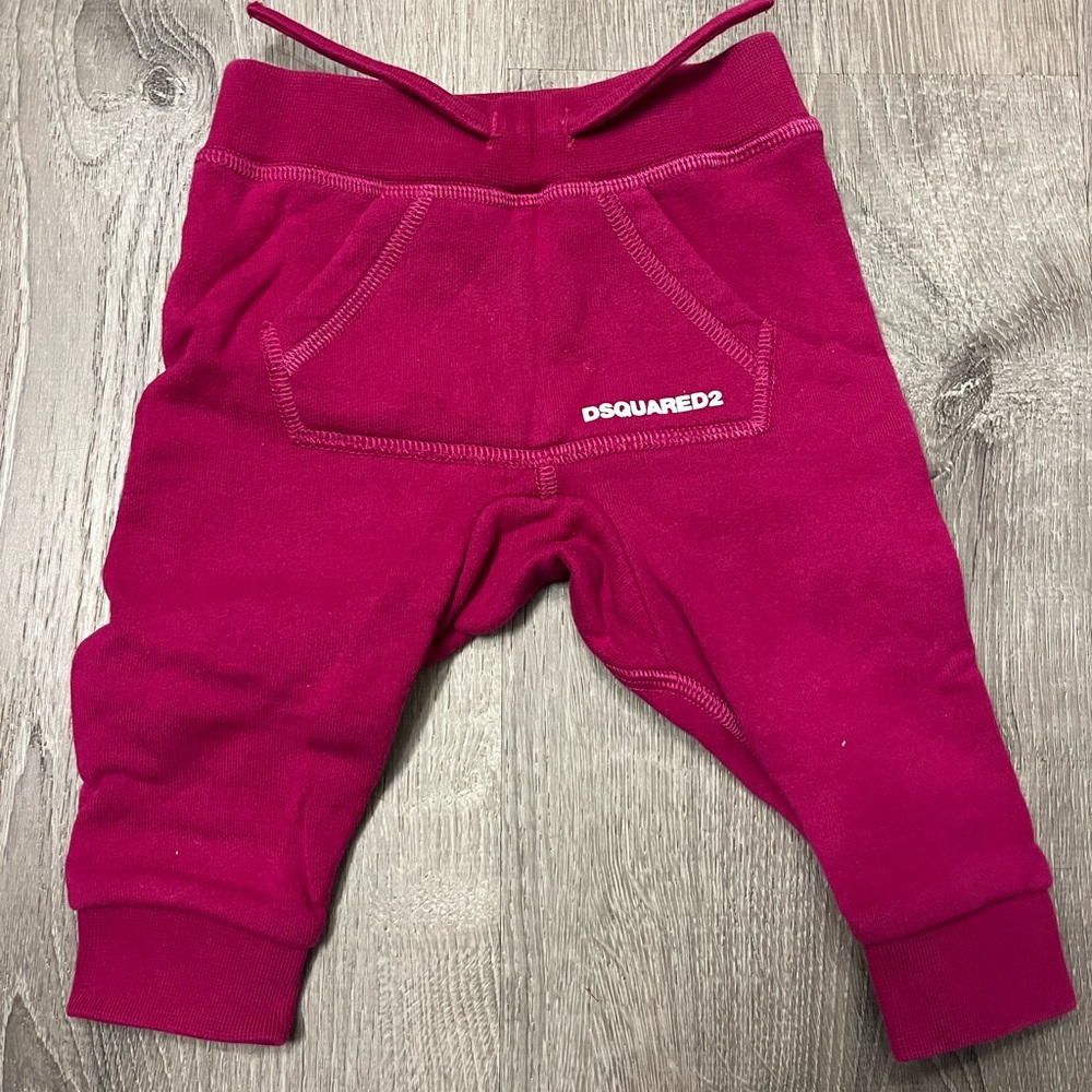 Girl's DSQUARED2 Pink Sweat Pant Joggers- Size 6 Months- Pre-owned